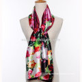 Fashion women floral print 100% silk satin scarf